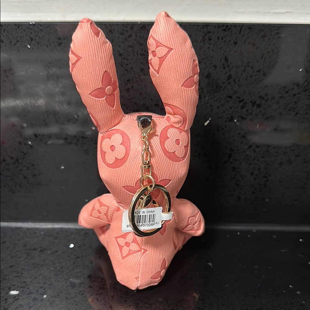 NWT Pink Bunny Bag Charm or Keychain with Rhinestone Accents - Picture 3 of 6